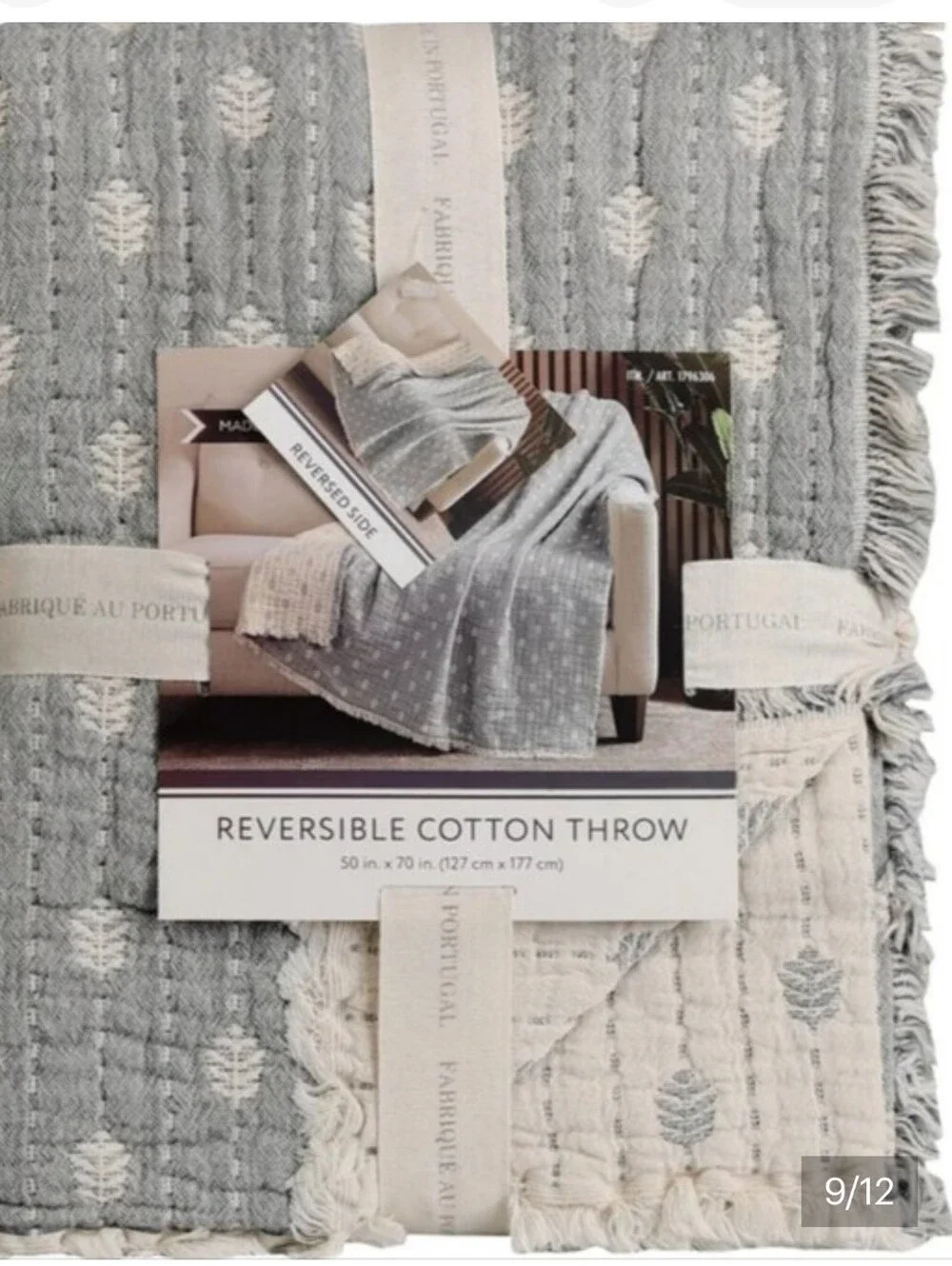 Reversible Cotton Throw Blanket 50x70, Brand New